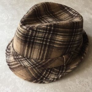 Brown plaid wool fedora
